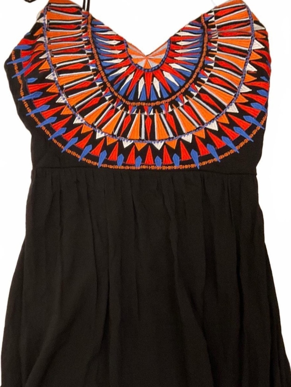 Akira Chicago Black Maxi Dress with Colorful Embroidered Neckline